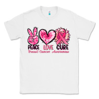 White Peace love cure Breast Cancer Awareness Classic Tee - FaDigitalArtStudio