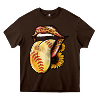 Chocolate Brown Softball Tongue Heavy Core Tee - Jasminsmagicworld