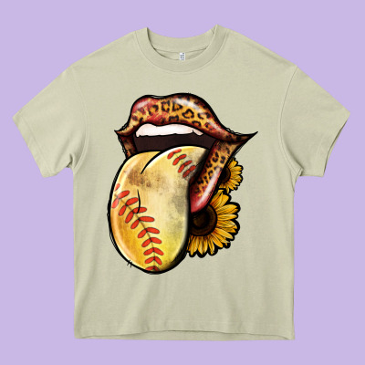 Softball Tongue Heavy Core Tee Designed By Jasminsmagicworld