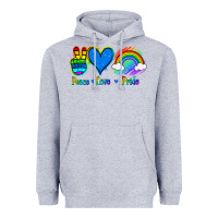 Heather Grey Peace Love Pride Heavyweight Hoodie - Jasminsmagicworld