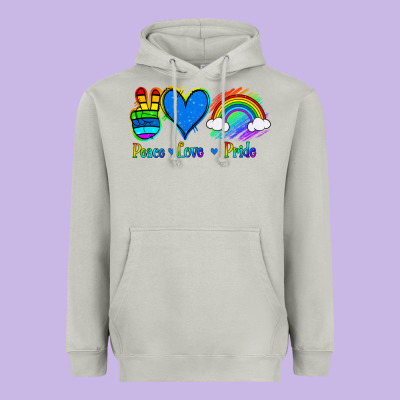 Peace Love Pride Heavyweight Hoodie Designed By Jasminsmagicworld