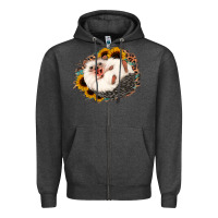 Happy Hedgehog Sunflower Leopard Zipper Hoodie | Teevron