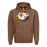 Chestnut happy hedgehog sunflower leopard Zipper Hoodie - Jasminsmagicworld