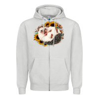 Dove Grey happy hedgehog sunflower leopard Zipper Hoodie - Jasminsmagicworld