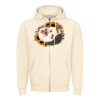 Sandshell happy hedgehog sunflower leopard Zipper Hoodie - Jasminsmagicworld