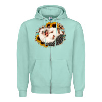 Seafoam happy hedgehog sunflower leopard Zipper Hoodie - Jasminsmagicworld