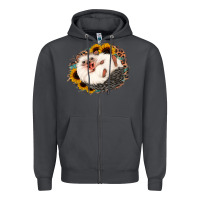 Smoke happy hedgehog sunflower leopard Zipper Hoodie - Jasminsmagicworld