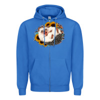 True Royal happy hedgehog sunflower leopard Zipper Hoodie - Jasminsmagicworld