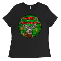 Black mule buck deer head christmas Ladies Tee - LillyAllenDesigns