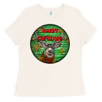 Bone mule buck deer head christmas Ladies Tee - LillyAllenDesigns