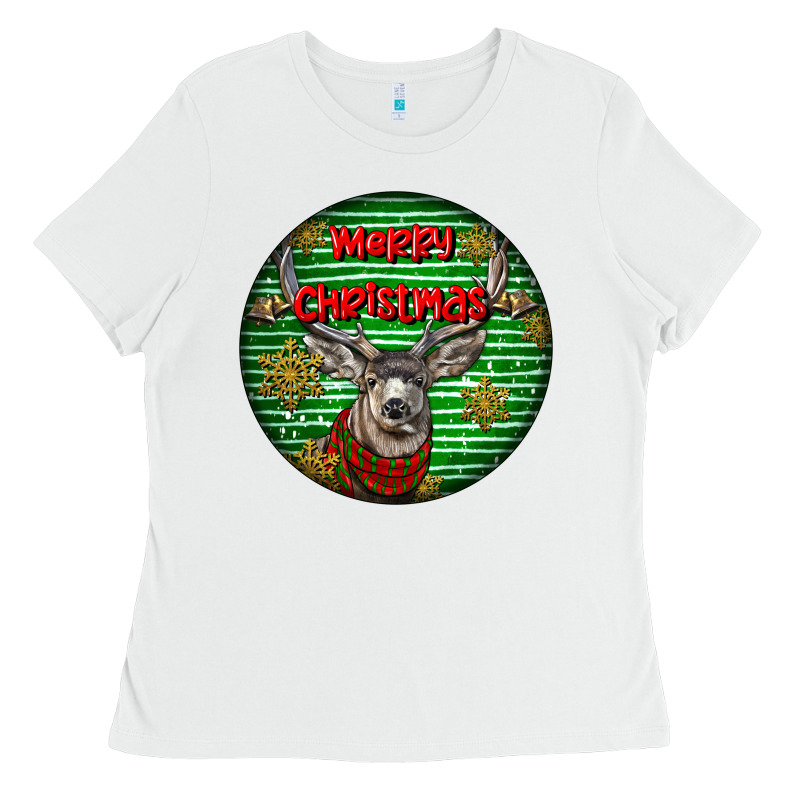 Mule Buck Deer Head Christmas Ladies Tee by LillyAllenDesigns | Teevron