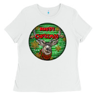 White mule buck deer head christmas Ladies Tee - LillyAllenDesigns