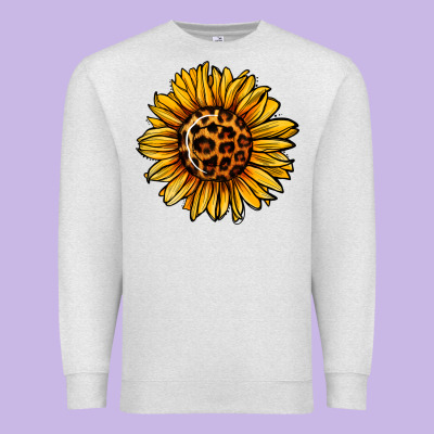 Sunflower Leopard Premium Sweatshirt Designed By Jasminsmagicworld