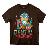Chocolate Brown Dental Assistant Dentist Frappe Heavy Core Tee - FaDigitalArtStudio