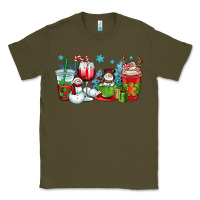 Army Green christmas snowman coffee cups Classic Tee - OliviaCreatesArt
