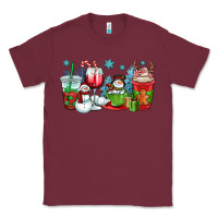 Burgundy christmas snowman coffee cups Classic Tee - OliviaCreatesArt