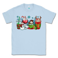 Dusty Blue christmas snowman coffee cups Classic Tee - OliviaCreatesArt