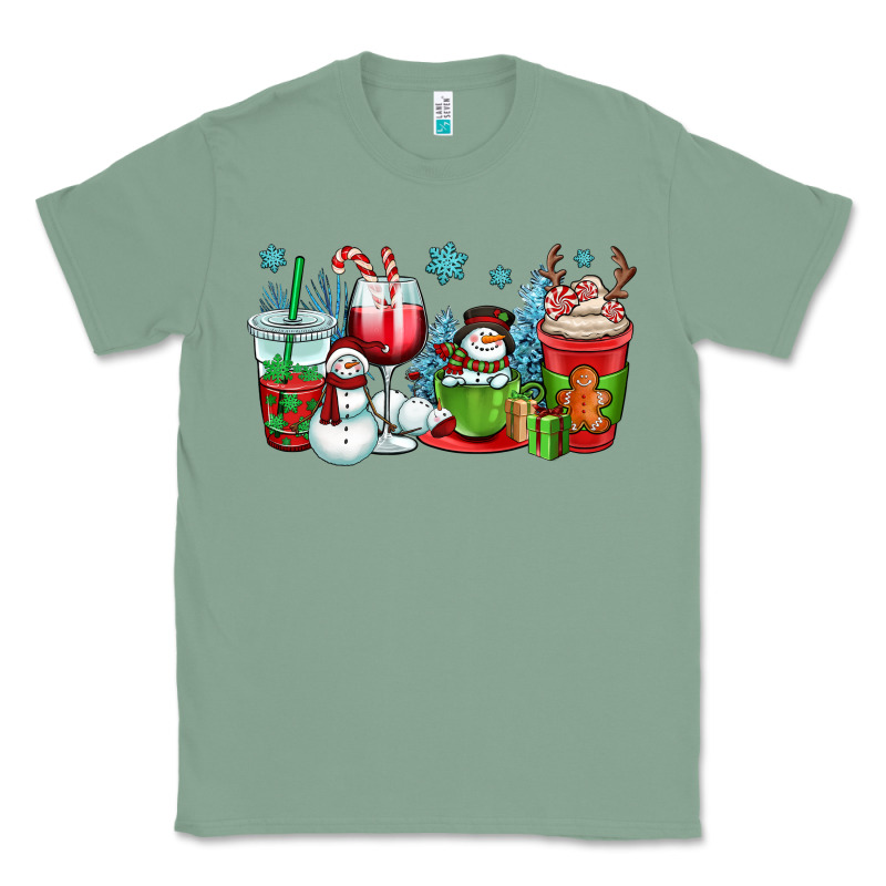 Christmas Snowman Coffee Cups Classic Tee by OliviaCreatesArt | Teevron