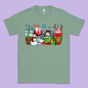Christmas Snowman Coffee Cups Classic Tee Designed By Oliviacreatesart