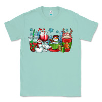 Seafoam christmas snowman coffee cups Classic Tee - OliviaCreatesArt
