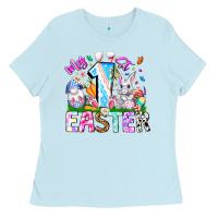 Baby Blue My 1st Easter Ladies Tee - CowhideDigitalArt