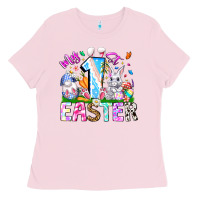 Bubblegum Pink My 1st Easter Ladies Tee - CowhideDigitalArt