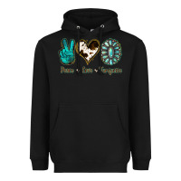 Black Peace Love Turquoise Heavyweight Hoodie - Jasminsmagicworld