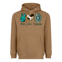 Toasted Coconut Peace Love Turquoise Heavyweight Hoodie - Jasminsmagicworld