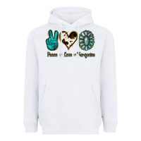 White Peace Love Turquoise Heavyweight Hoodie - Jasminsmagicworld