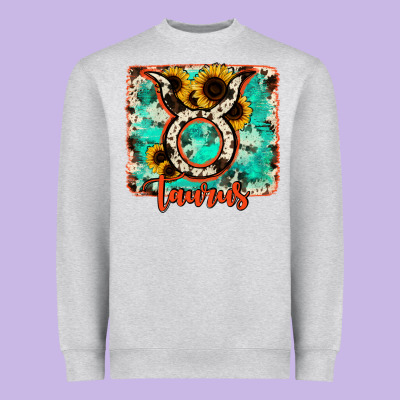Taurus Turquoise Cowhide Heavyweight Sweatshirt Designed By Ranaportraitstore
