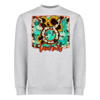 Heather Grey taurus turquoise cowhide Heavyweight Sweatshirt - RanaPortraitStore