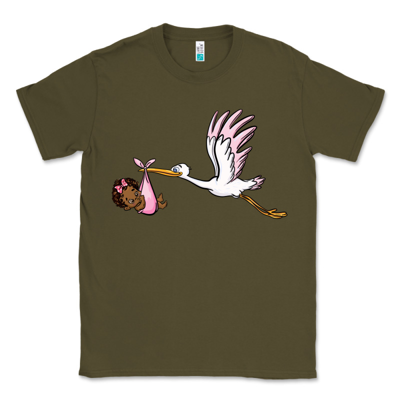 Stork With Black Baby Girl Classic Tee by BarkalooDesign | Teevron