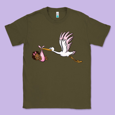 Stork With Black Baby Girl Classic Tee Designed By Barkaloodesign