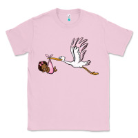 Bubblegum Pink stork with black baby girl Classic Tee - BarkalooDesign