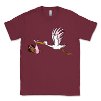 Burgundy stork with black baby girl Classic Tee - BarkalooDesign