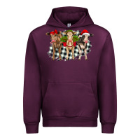 Mauve Wine Christmas heifers front view Urban Hoodie - RanaPortraitStore