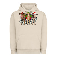 Pigment French Oak Christmas heifers front view Urban Hoodie - RanaPortraitStore