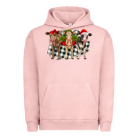 Pigment Salmon Christmas heifers front view Urban Hoodie - RanaPortraitStore