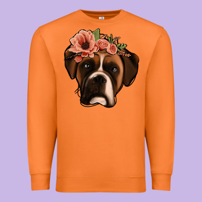 Floral Boxer Premium Sweatshirt Designed By Jasminsmagicworld