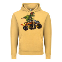 Vintage Mustard monster truck and t rex dinosaur Vintage Hoodie - Artiststas