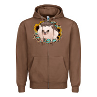 Chestnut hedgehog with sunflowers and leopard Zipper Hoodie - Jasminsmagicworld