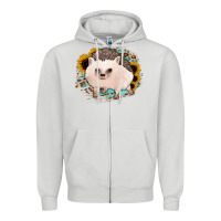 Dove Grey hedgehog with sunflowers and leopard Zipper Hoodie - Jasminsmagicworld