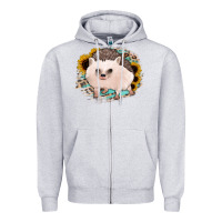 Heather Grey hedgehog with sunflowers and leopard Zipper Hoodie - Jasminsmagicworld