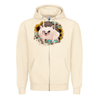 Hedgehog With Sunflowers And Leopard Zipper Hoodie | Teevron