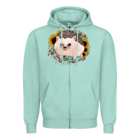 Seafoam hedgehog with sunflowers and leopard Zipper Hoodie - Jasminsmagicworld