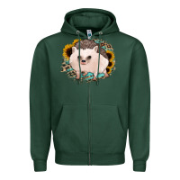 Sports Green hedgehog with sunflowers and leopard Zipper Hoodie - Jasminsmagicworld