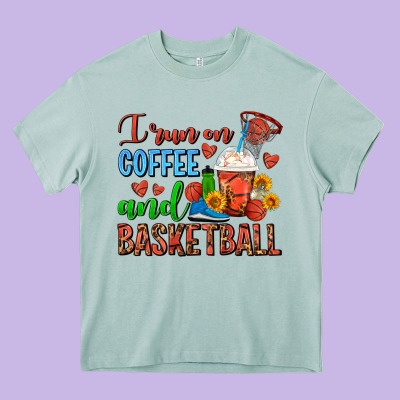 I Run On Coffee And Basketball Frappe Heavy Core Tee Designed By Fadigitalartstudio