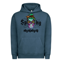Pigment Midnight Navy spooky mama skull Urban Hoodie - RanaPortraitStore