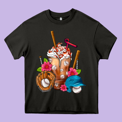 Baseball Frappe Heavy Core Tee Designed By Fadigitalartstudio