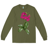 Army Green Moth Orchid Long Sleeve Tee - LillyAllenDesigns